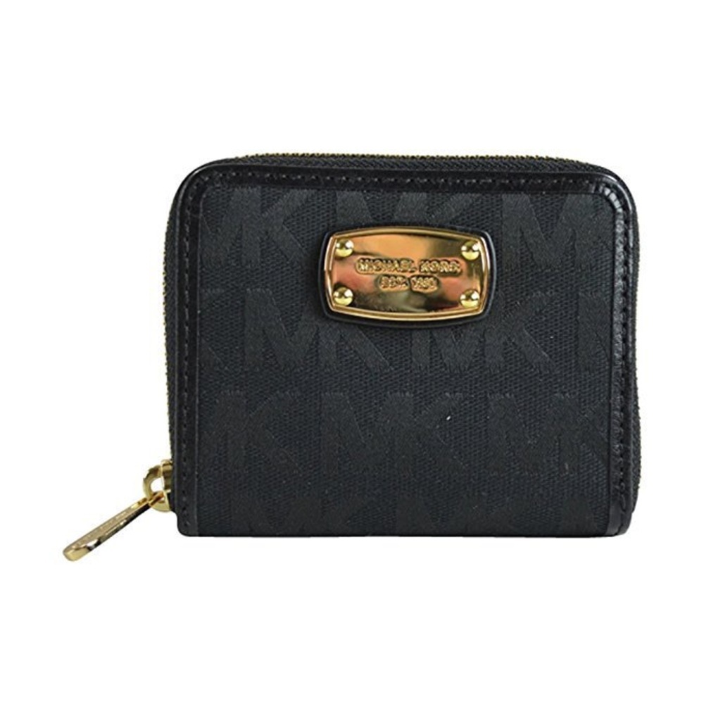 Michael Kors Black Jet Set Zip Around Bifold Wallet